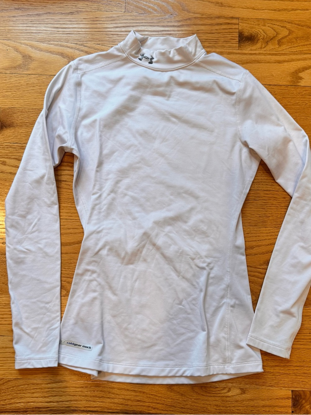 Under Armour White Mock Neck Cold Gear Shirt Base Layer Fitted S Unisex